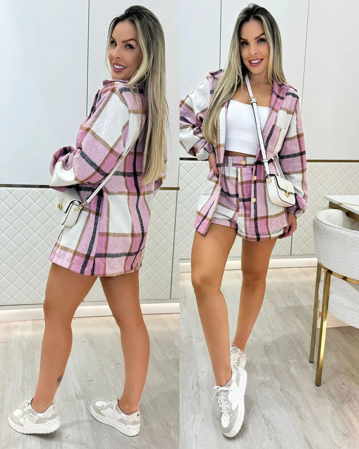 Conjunto Xadrez Bella em Algodão Confortável para o Dia a Dia