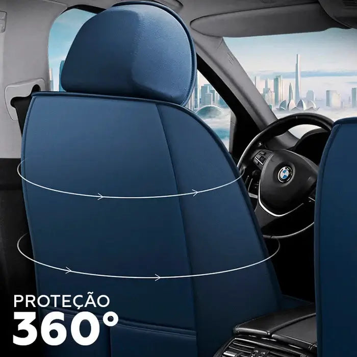 Capa Universal Marconeli® Completa para Carro em Couro Legítimo com AirBag +3 BRINDES: Tapetes Automotivos