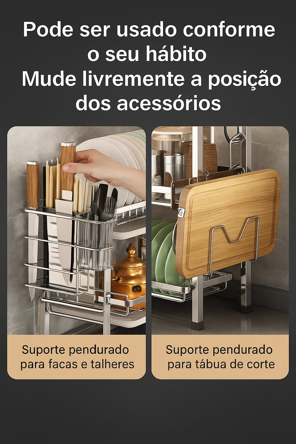 Adeus Bagunça: Escorredor Modular em Inox com Suportes Inteligentes