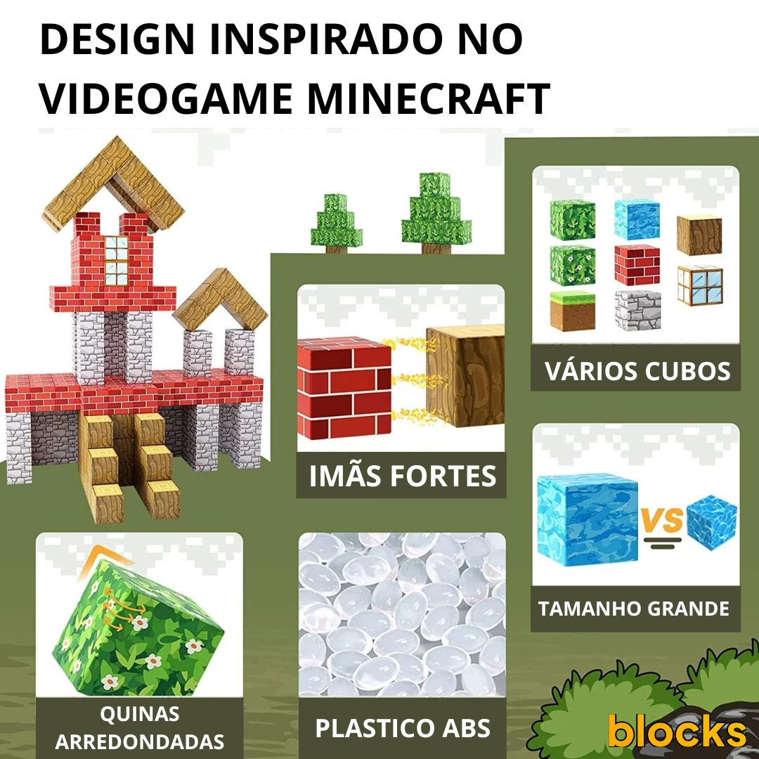 Esquenta Dia das Crianças Minecraft - 48/64/75 peças [+5 Personagens GRÁTIS]